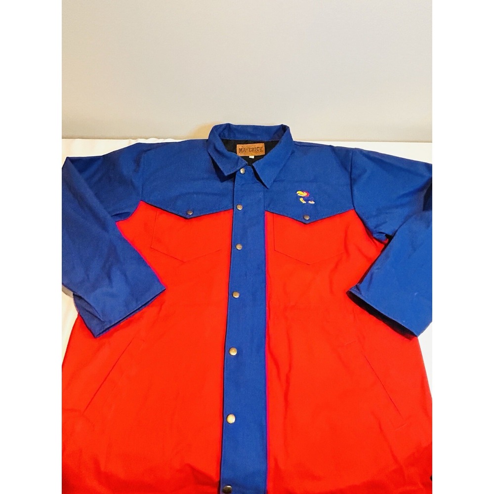 KU Kansas University Coat Maverick Ranch Wear Blue Red Men's XL